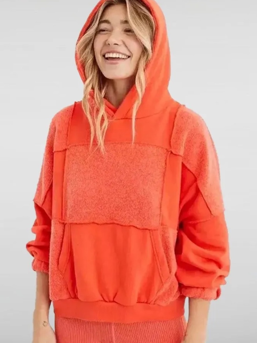 Aerie | Sherpa Patchwork hoodie | size small |
